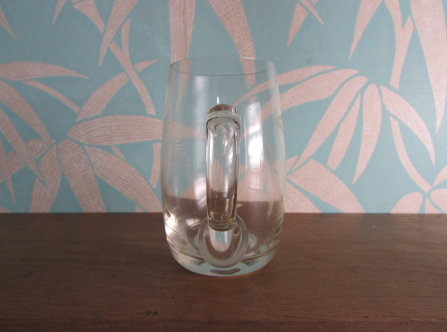 1960s etched glass tankard