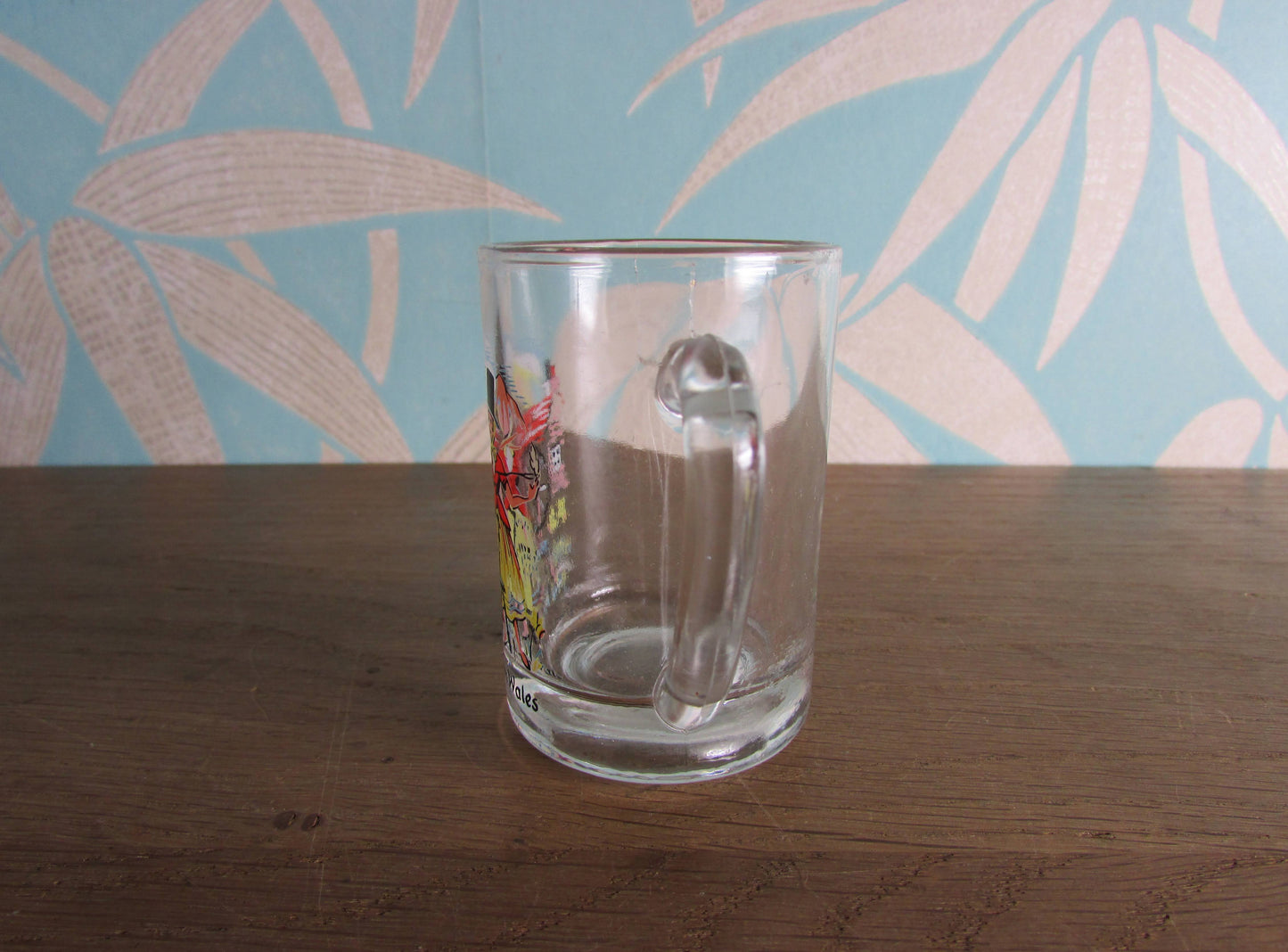 Vintage souvenir "Good Luck from Wales" miniature glass tankard