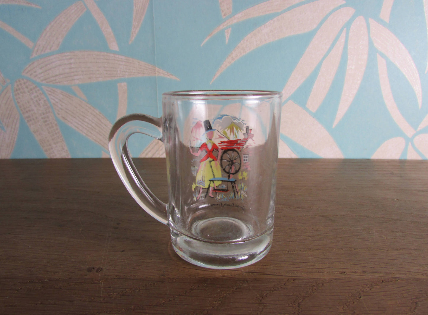 Vintage souvenir "Good Luck from Wales" miniature glass tankard