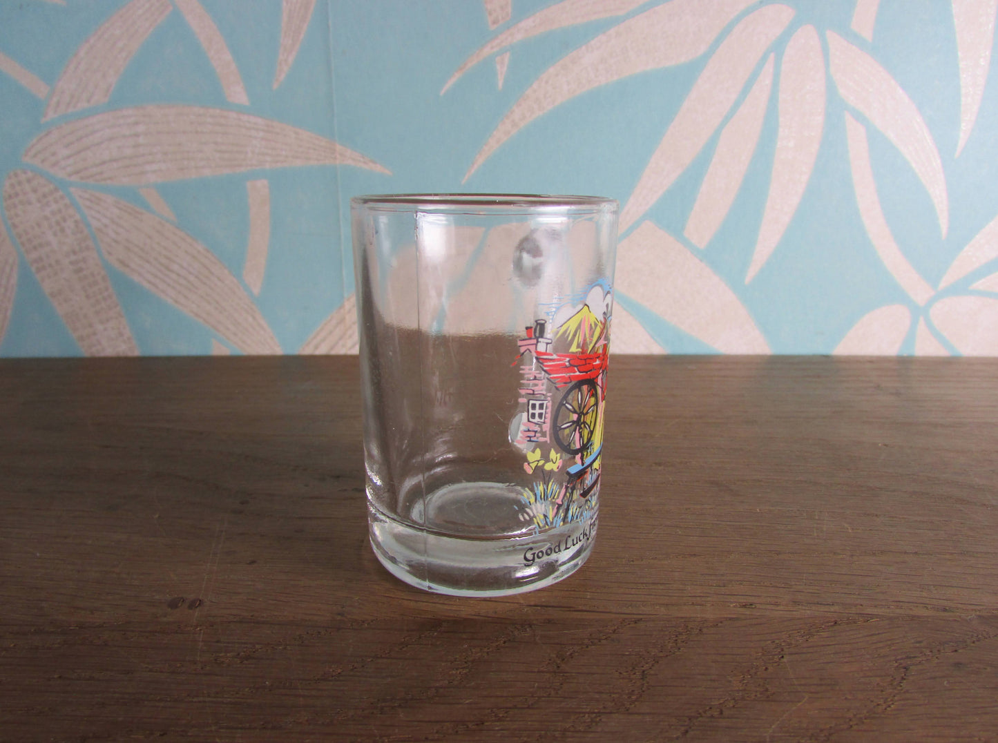 Vintage souvenir "Good Luck from Wales" miniature glass tankard