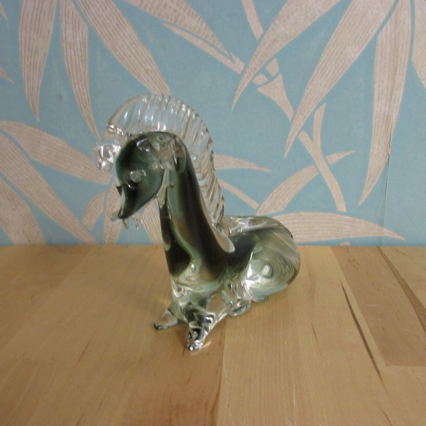 1960s/70s smoky grey Murano-style Scandinavian art glass horse figurine