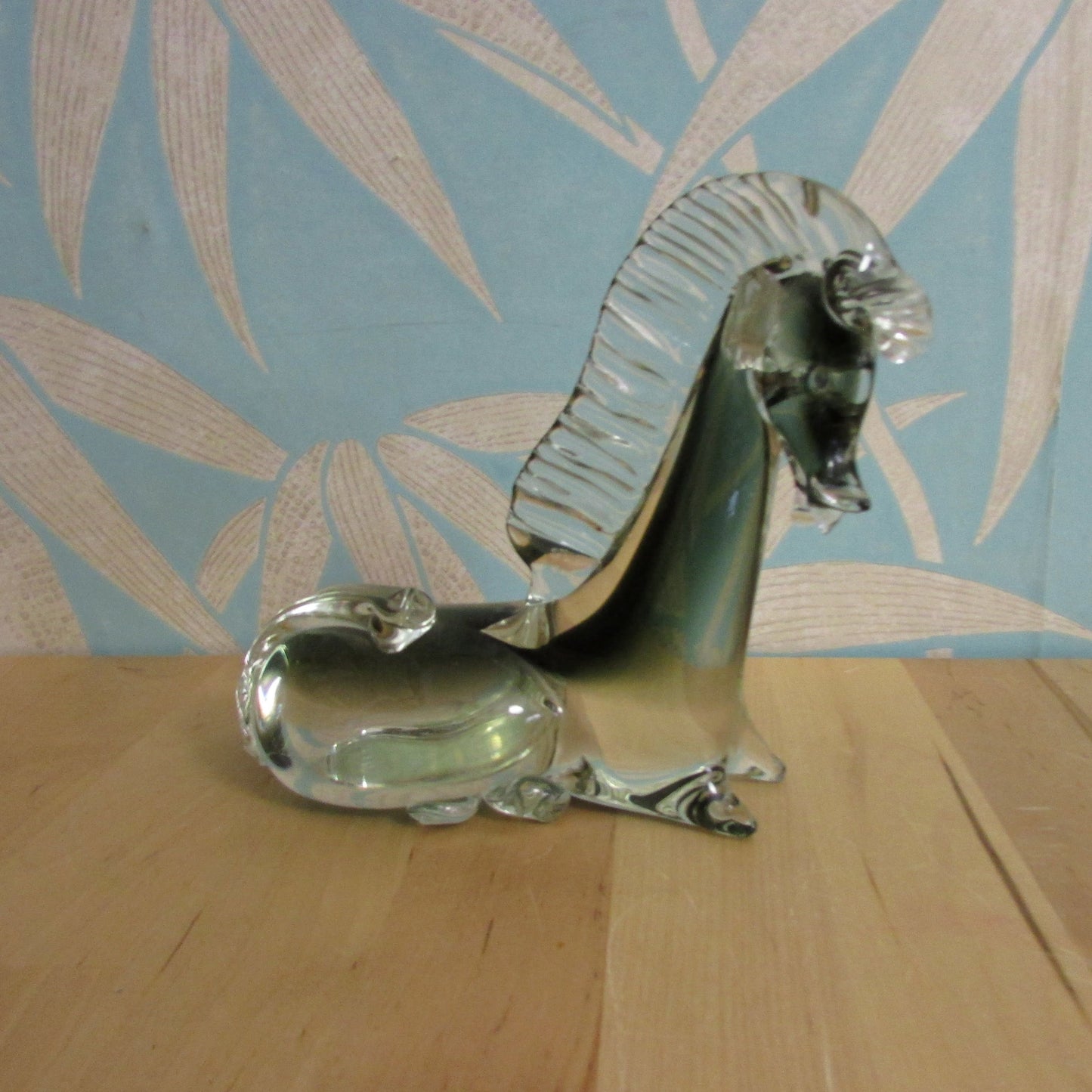 1960s/70s smoky grey Murano-style Scandinavian art glass horse figurine