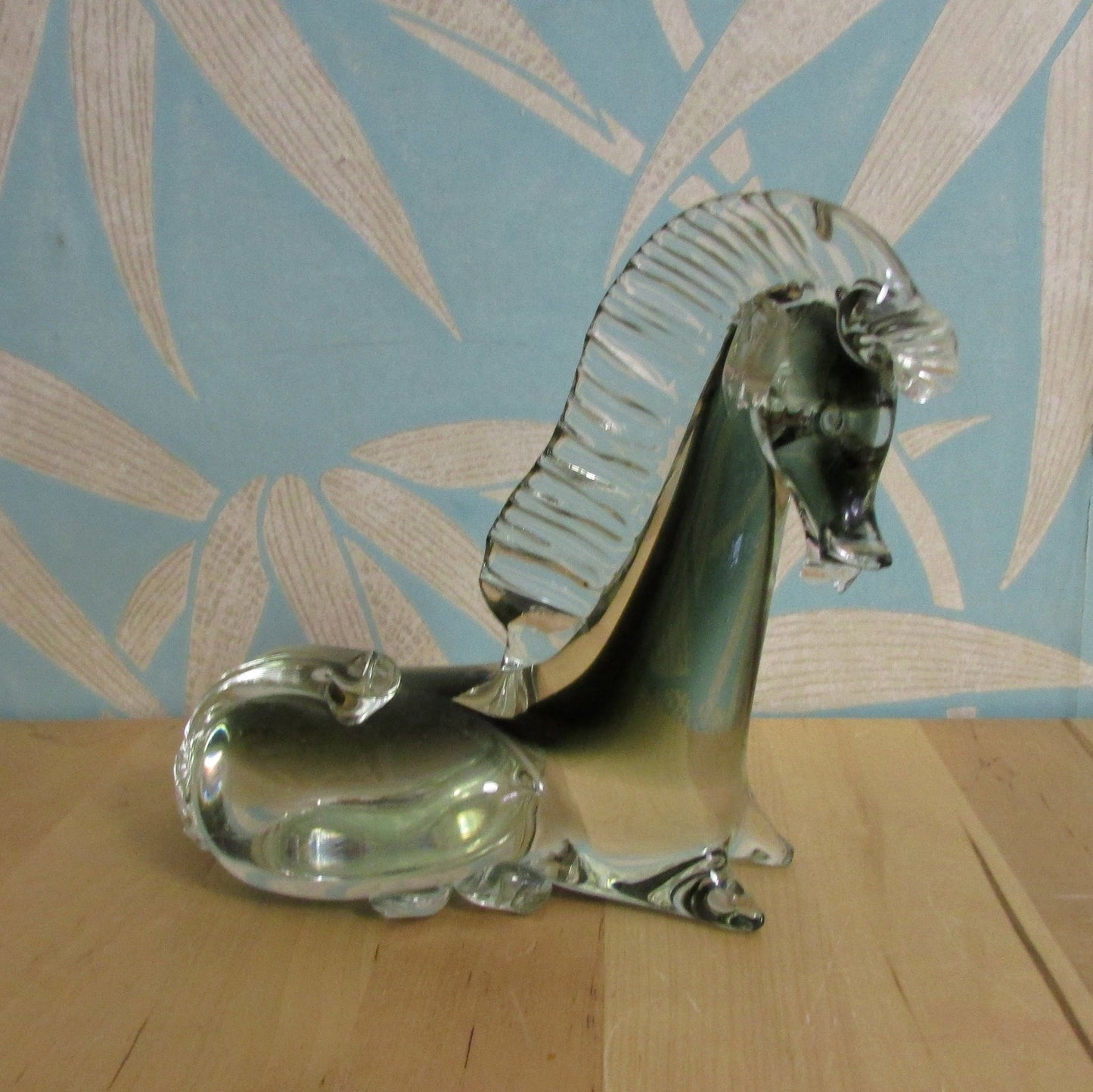 1960s/70s smoky grey Murano-style Scandinavian art glass horse figurine