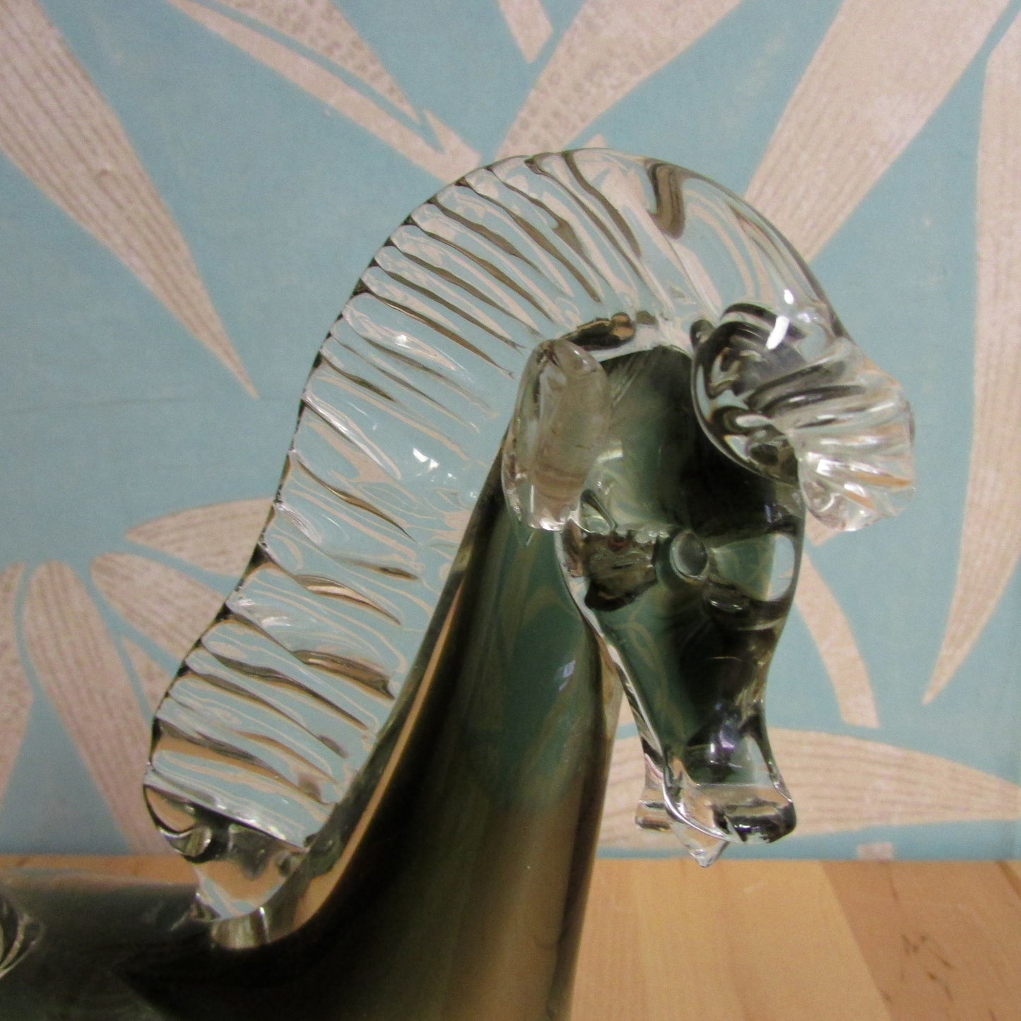 1960s/70s smoky grey Murano-style Scandinavian art glass horse figurine