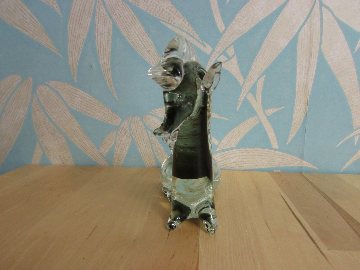 Vintage solid glass Trojan-style resting horse statuette