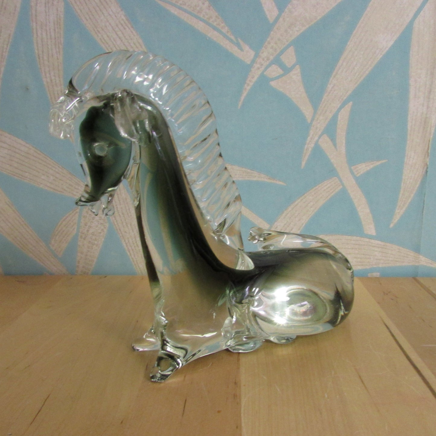 1960s/70s smoky grey Murano-style Scandinavian art glass horse figurine