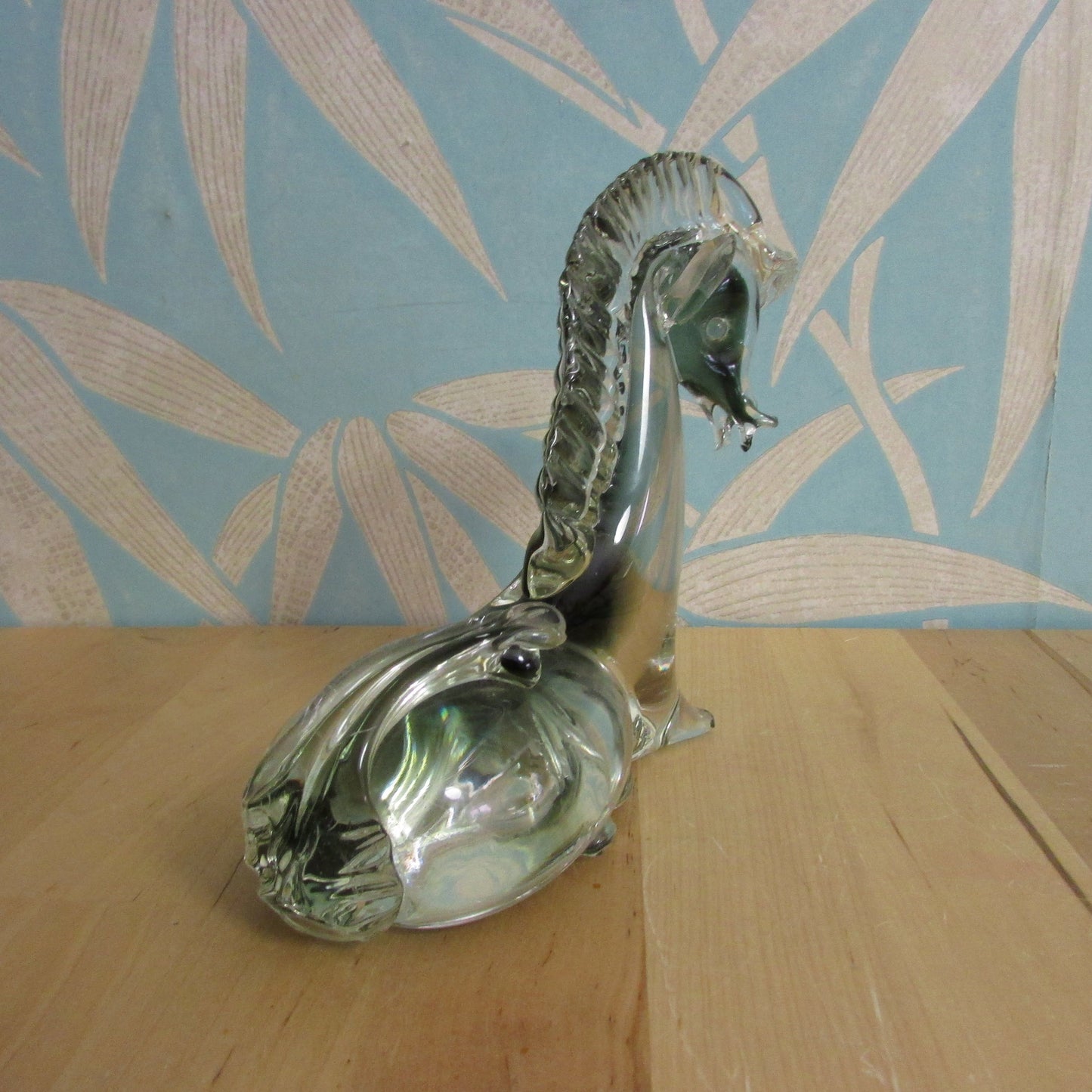 1960s/70s smoky grey Murano-style Scandinavian art glass horse figurine
