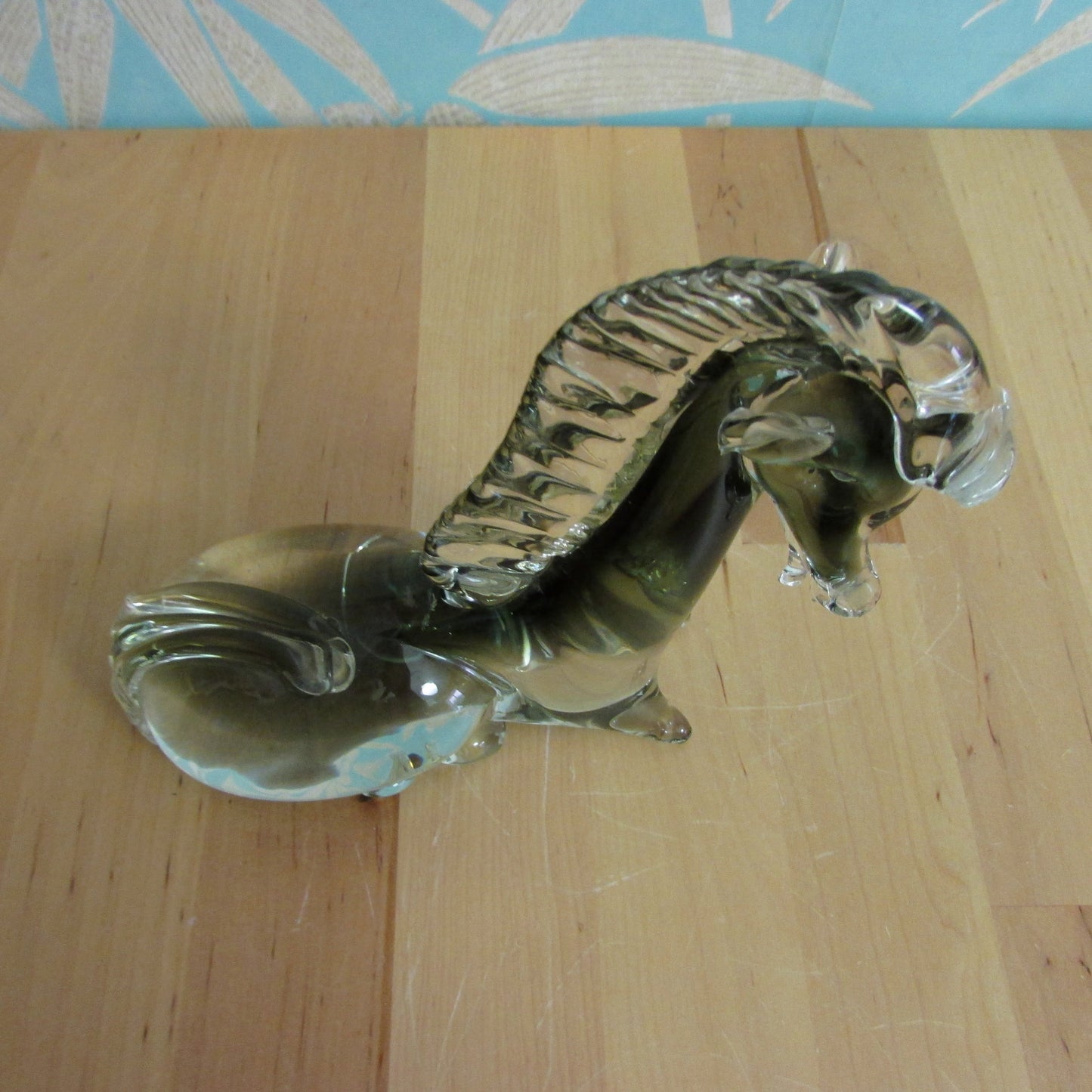 1960s/70s smoky grey Murano-style Scandinavian art glass horse figurine