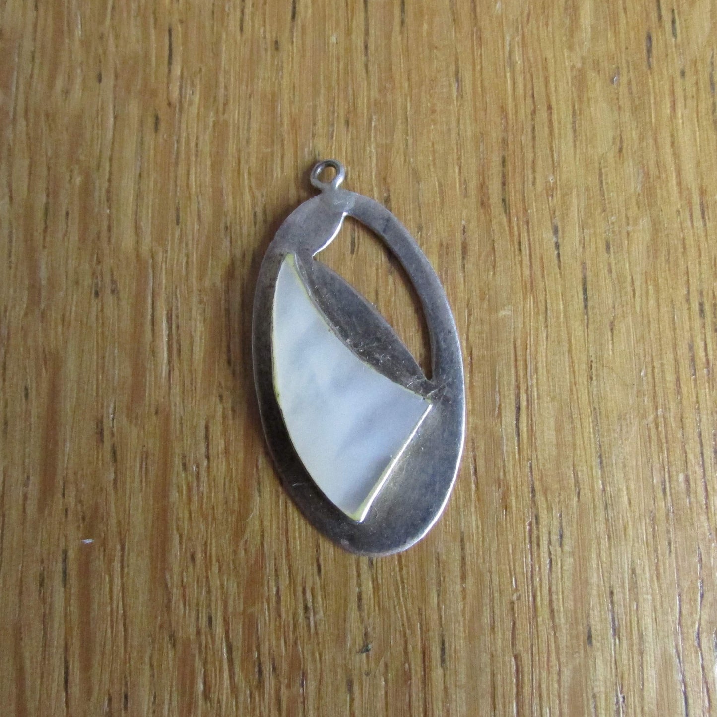 circa. 1970s sterling silver & Mother of Pearl oval pendant