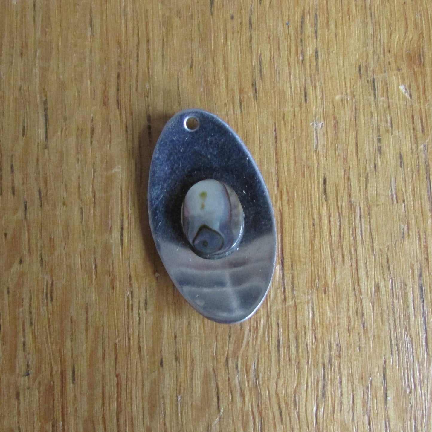 Vintage Abalone shell & stainless steel pendant