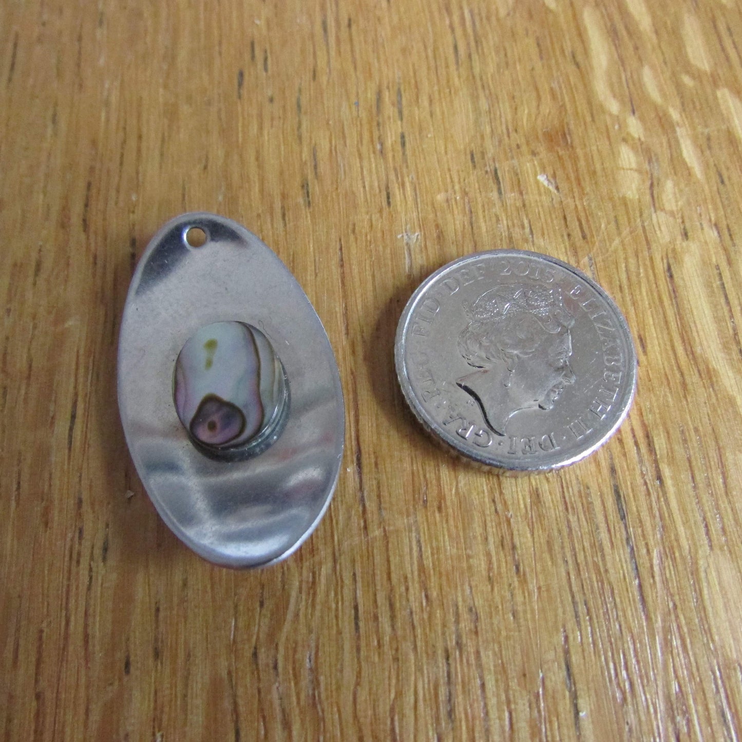 Vintage Abalone shell & stainless steel pendant