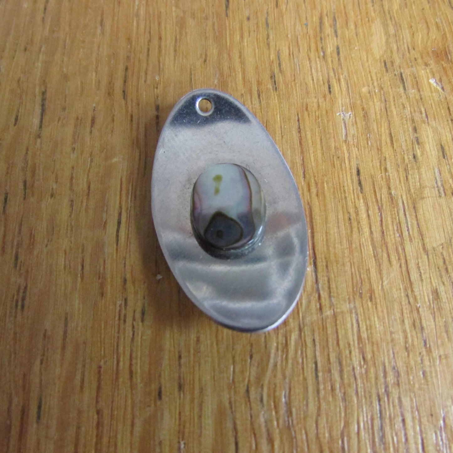 Vintage Abalone shell & stainless steel pendant