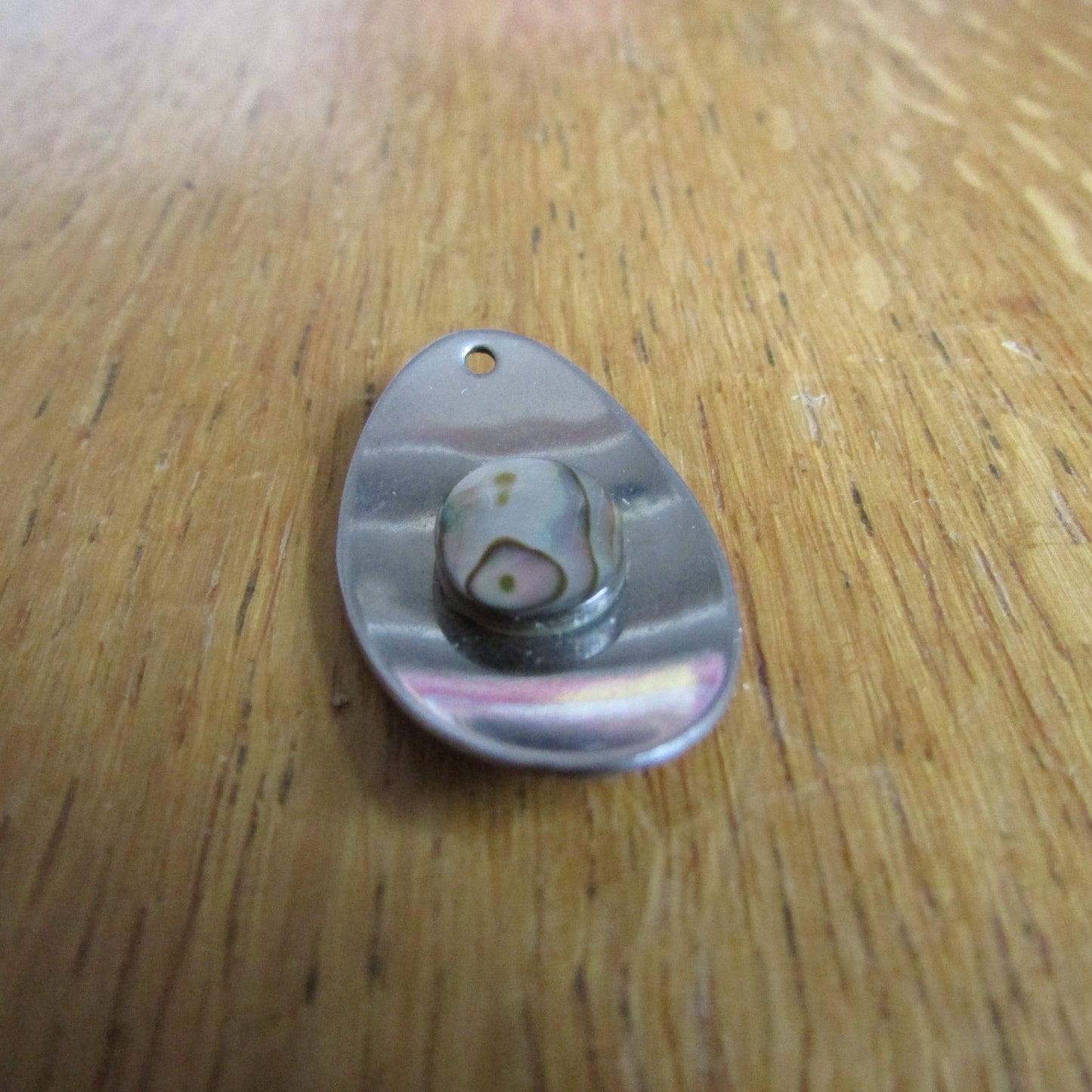 Vintage Abalone shell & stainless steel pendant