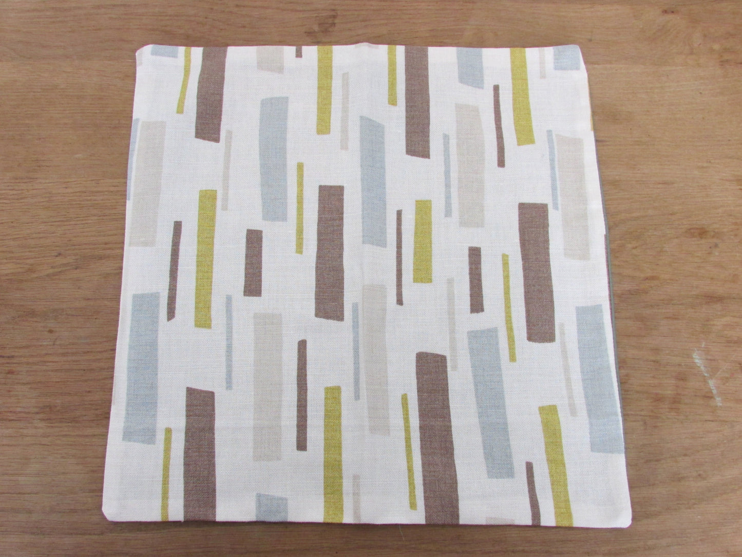 Home-made John Lewis retro Scandi-style pattern cushion cover with contrast green reverse