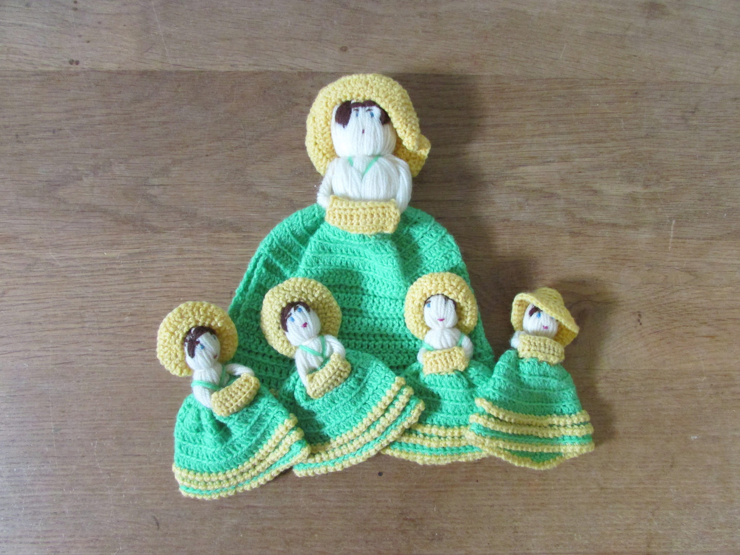 1930s handmade knitted Crinoline Lady tea & egg cosies