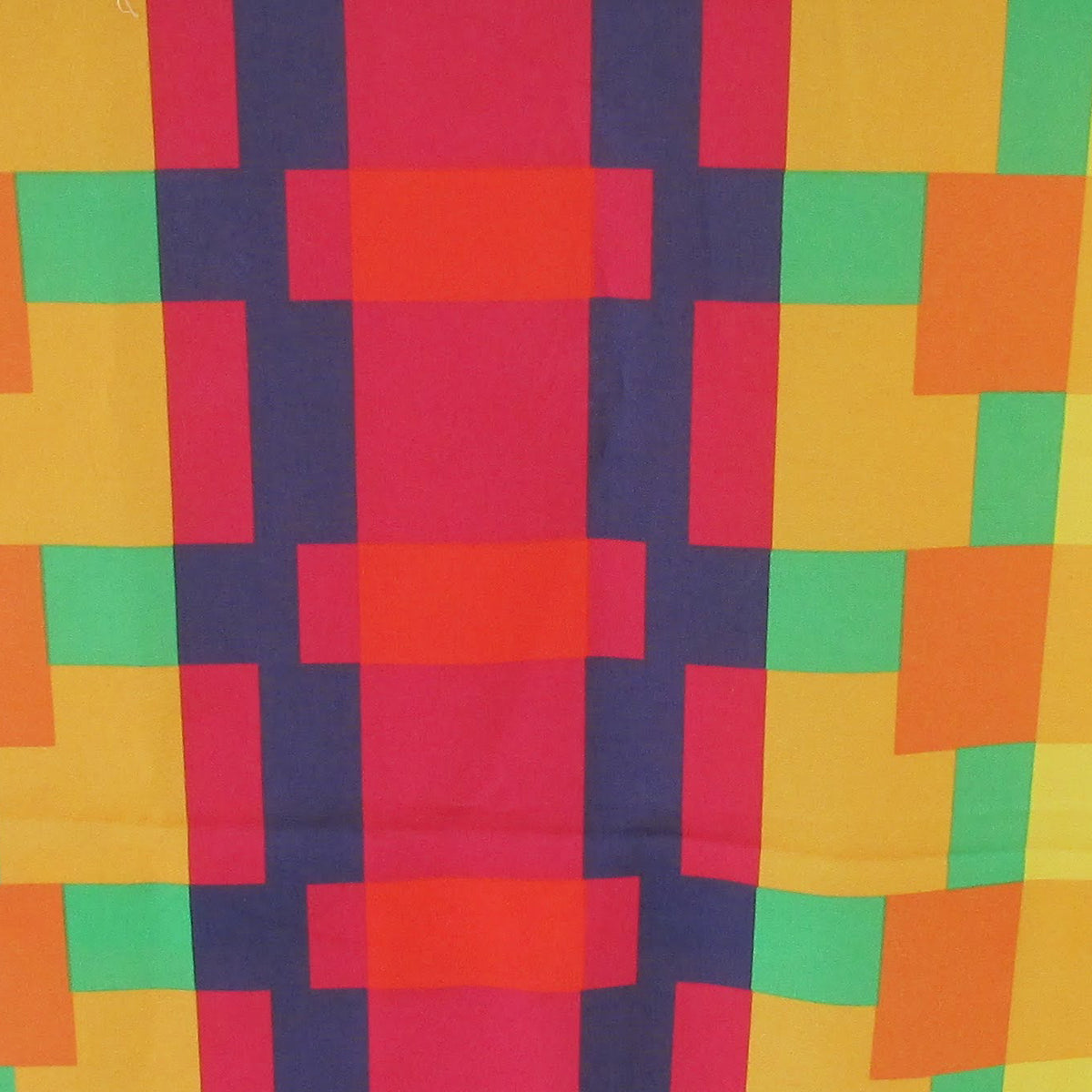 1960s/70s colourful geometric modernist fabric panel, 24" x 55"