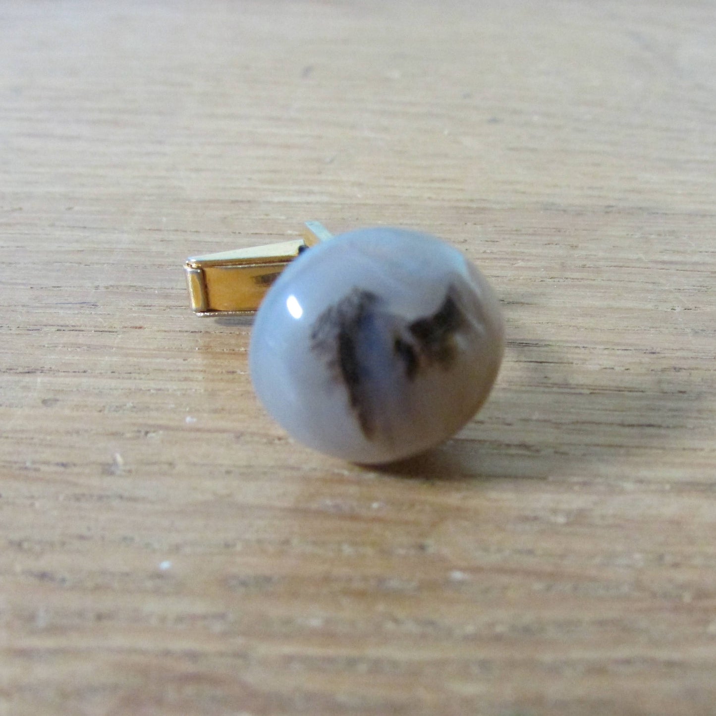 Vintage gold-tone half dome dendrite opal cufflinks