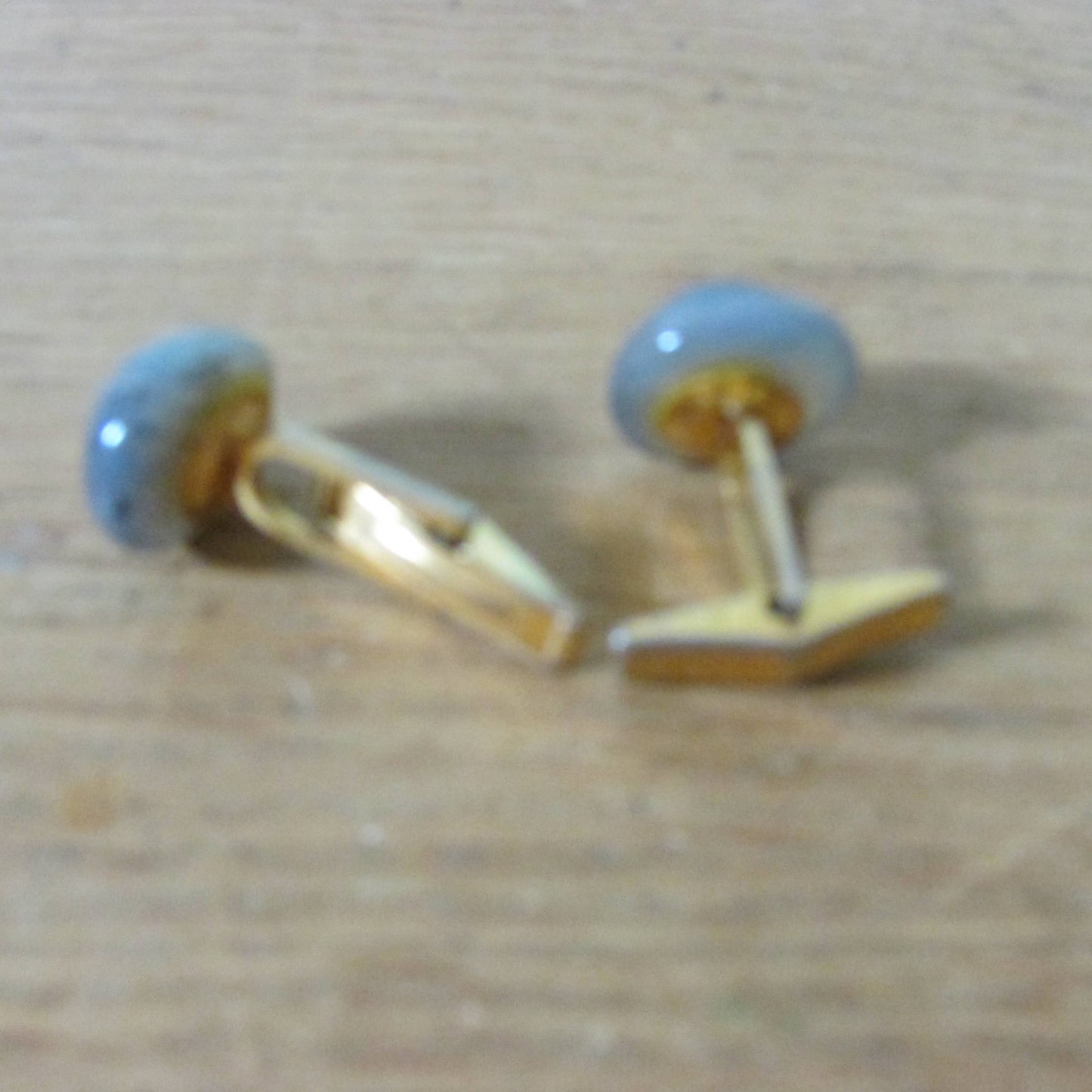 Vintage gold-tone half dome dendrite opal cufflinks