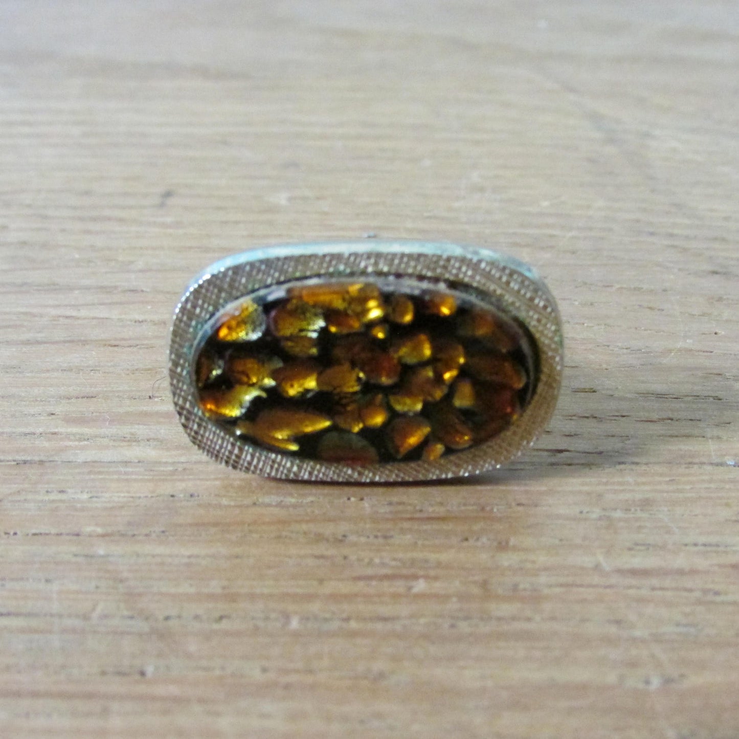 Vintage gold-tone flecked amber/gold glass cufflinks