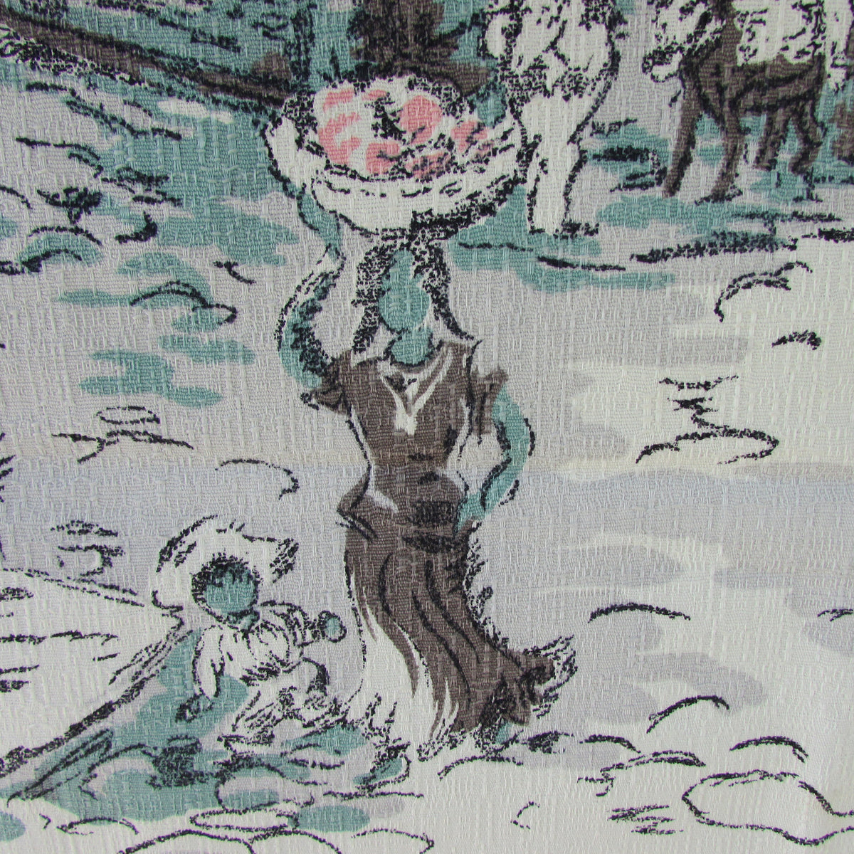 1950s 'Mexicana' scenic Mexican print fabric, 48" x 32"