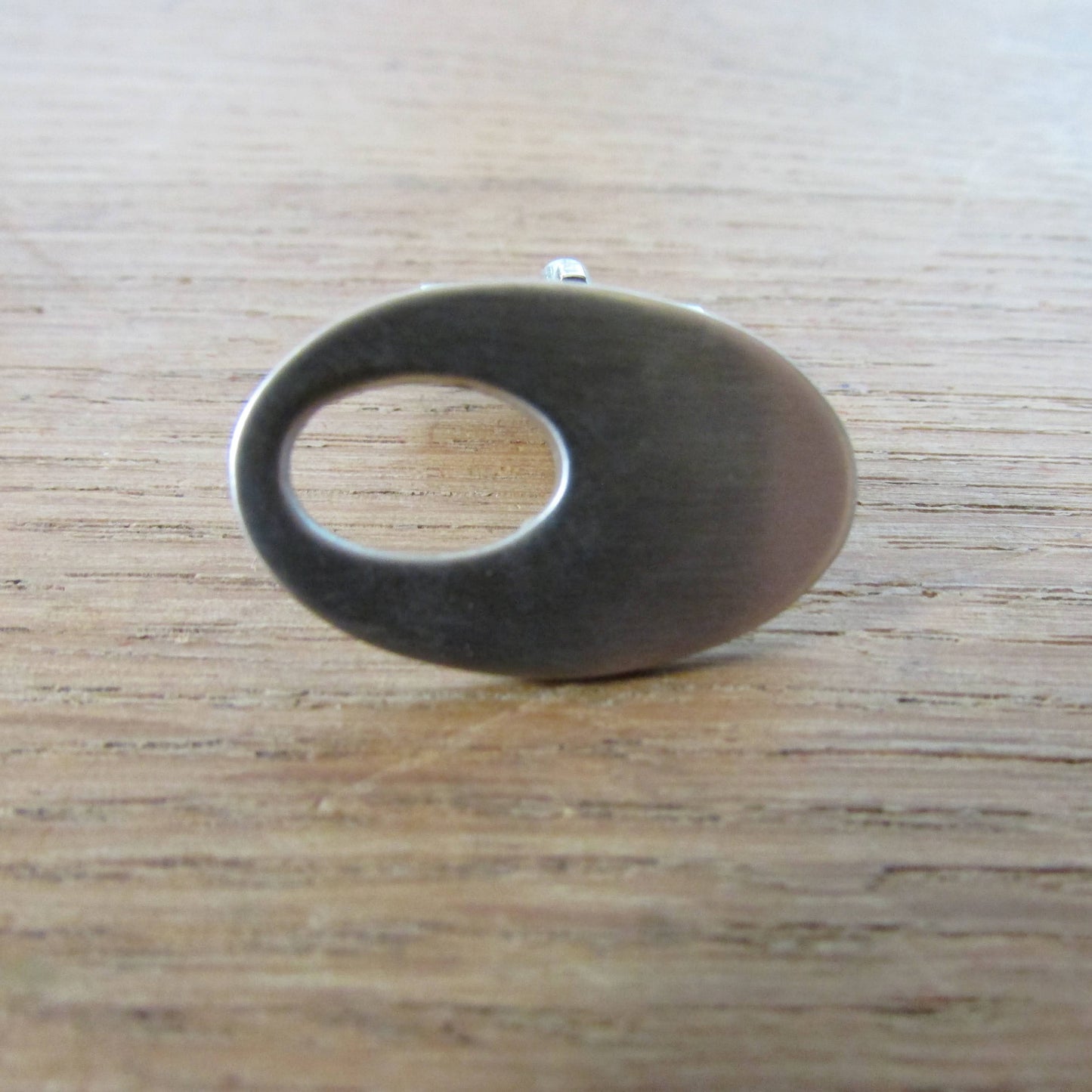 Vintage modernist stainless steel elliptical cut-out cufflinks