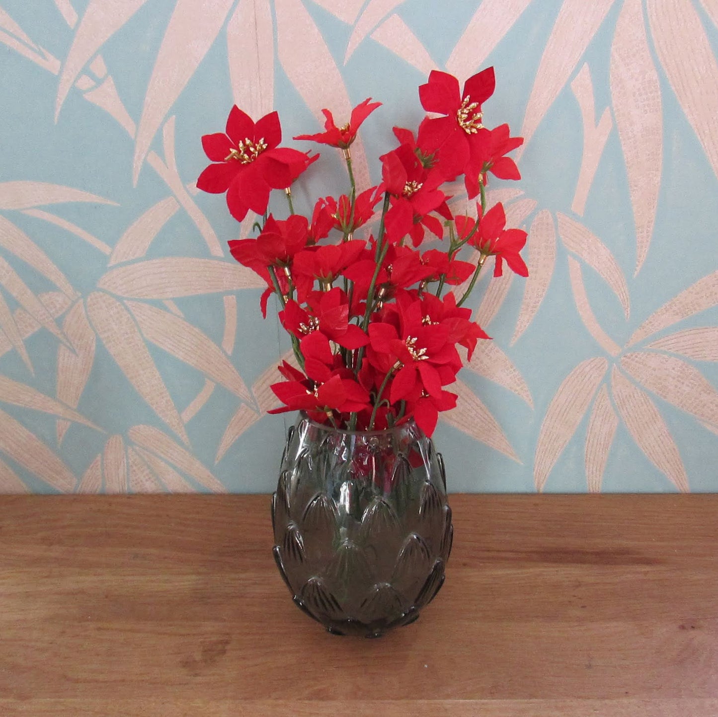 Vintage artificial Christmas poinsettia bunch