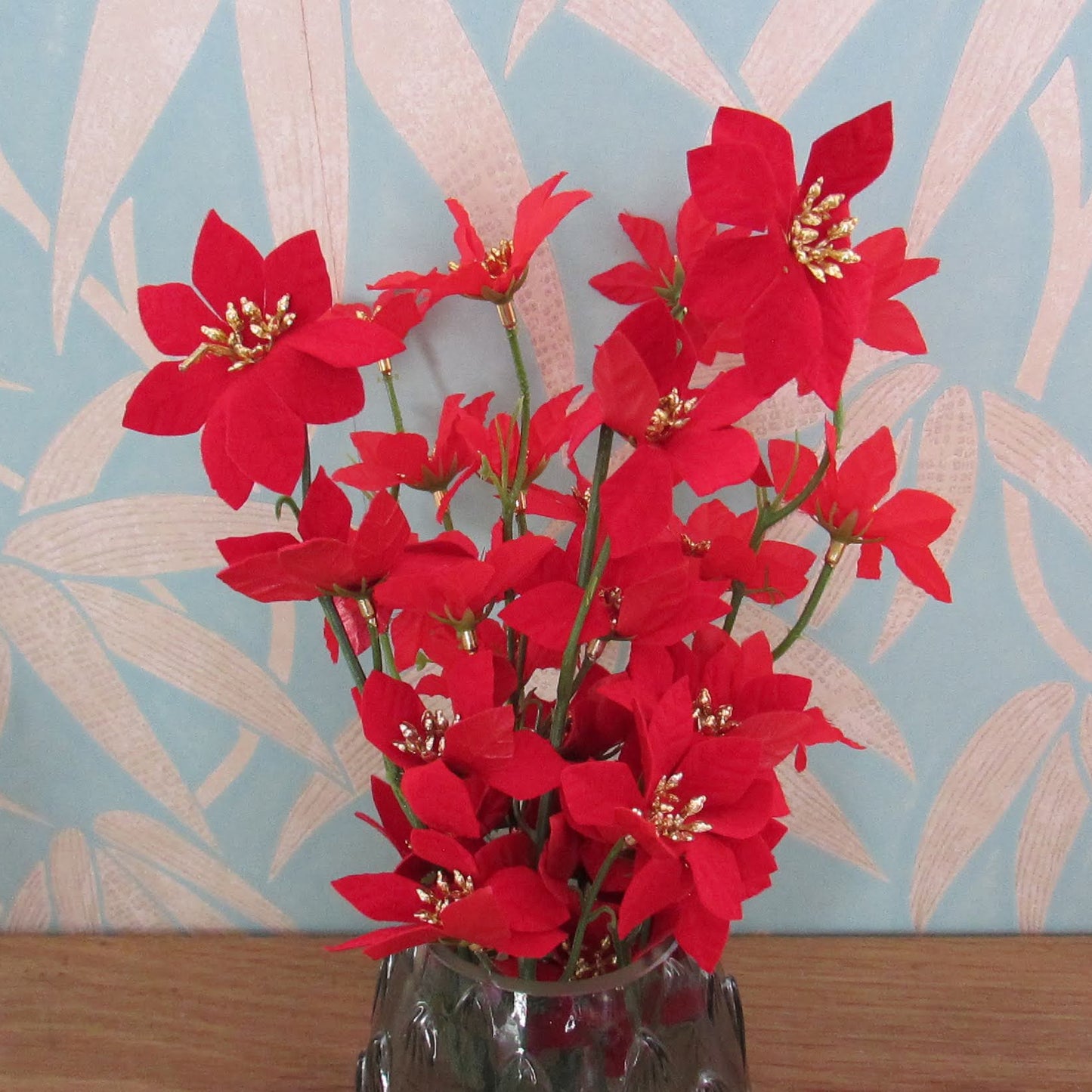Vintage artificial Christmas poinsettia bunch
