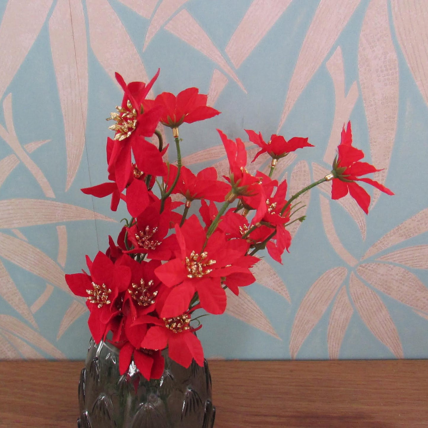 Vintage artificial Christmas poinsettia bunch