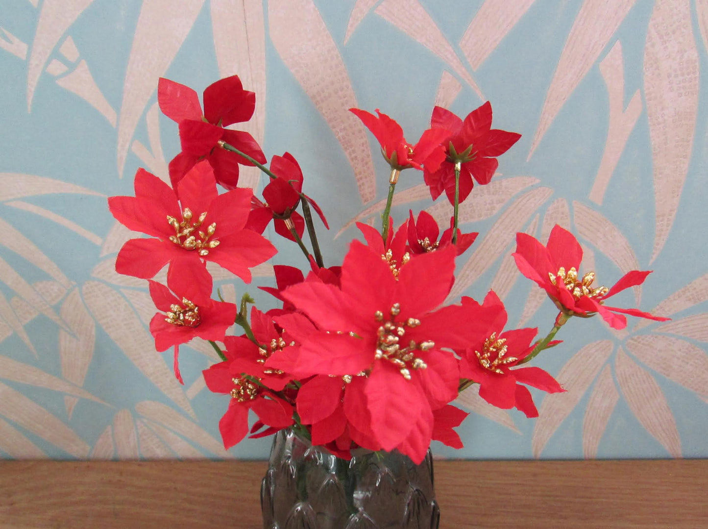 Vintage artificial Christmas poinsettia bunch