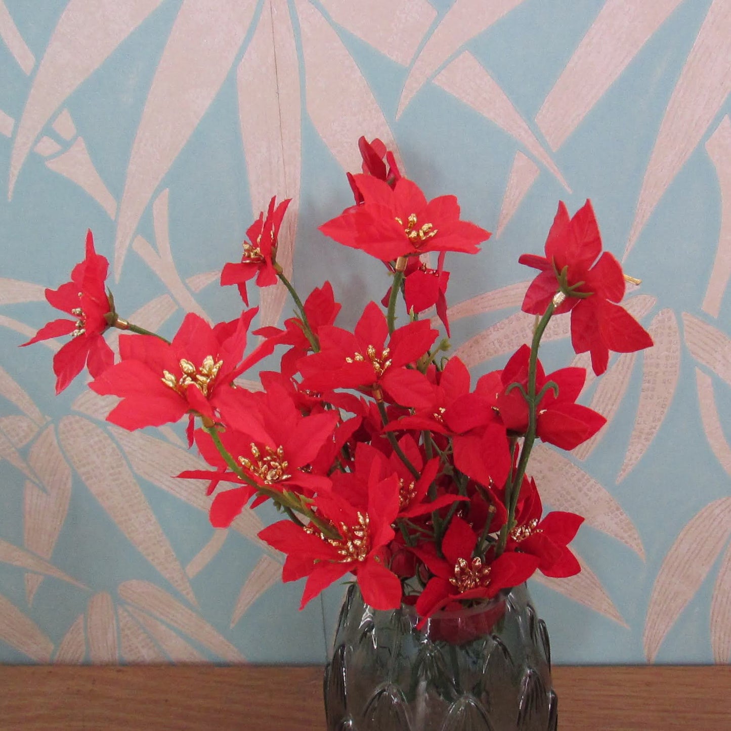 Vintage artificial Christmas poinsettia bunch