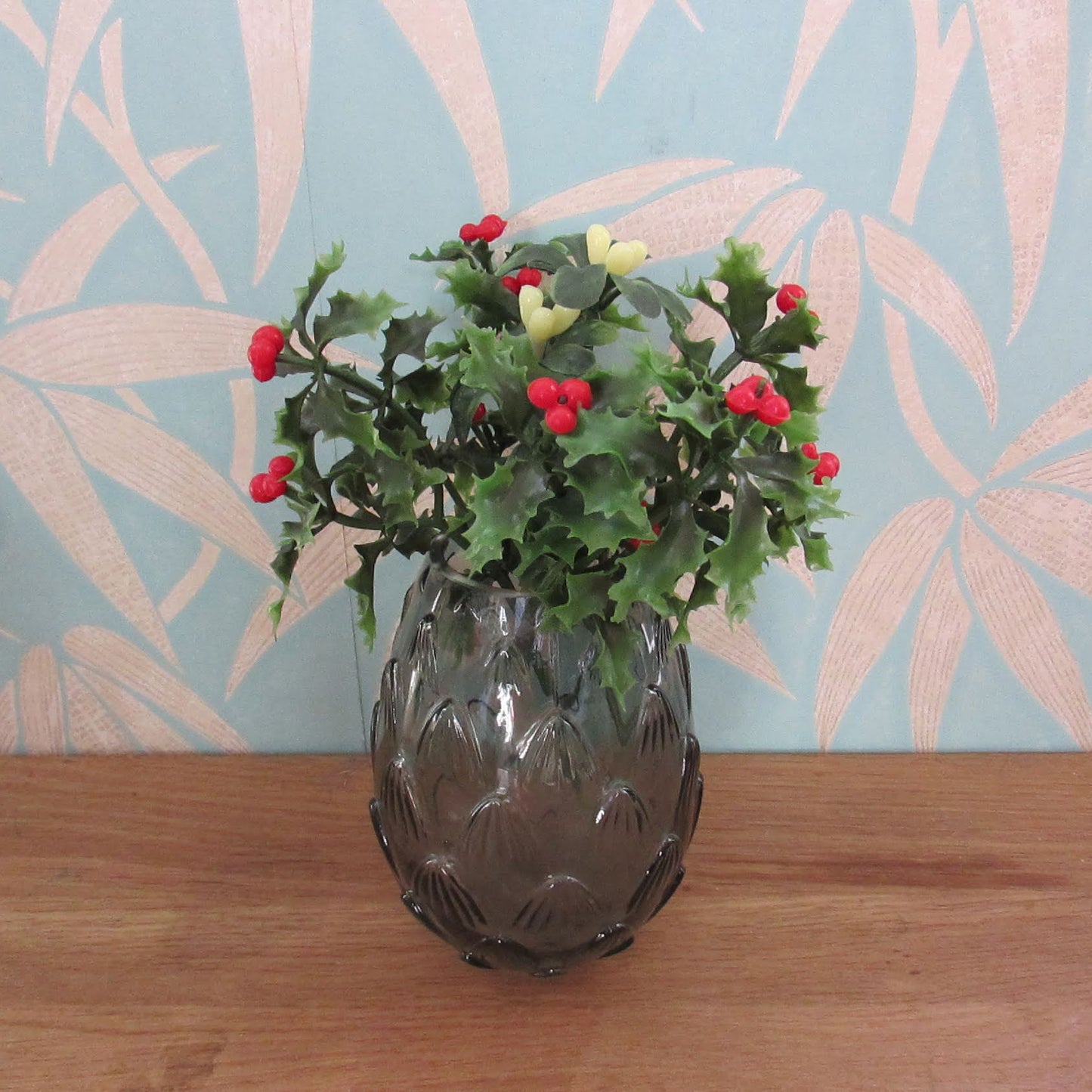 1960s plastic holly and mistletoe assortment