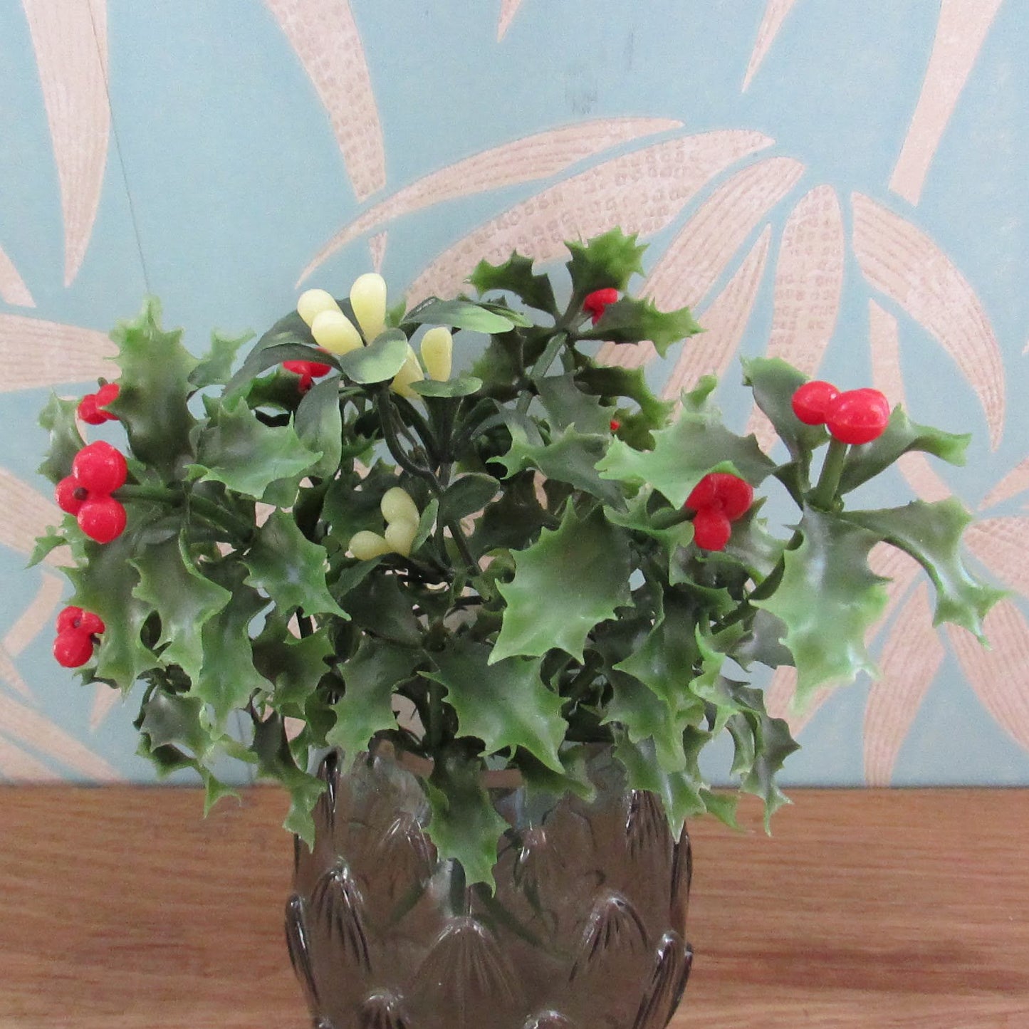 1960s plastic holly and mistletoe assortment