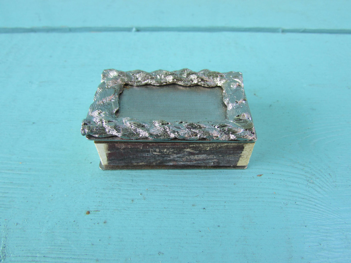 Vintage glass & silver-tone miniature ashtray, and matchbox holder