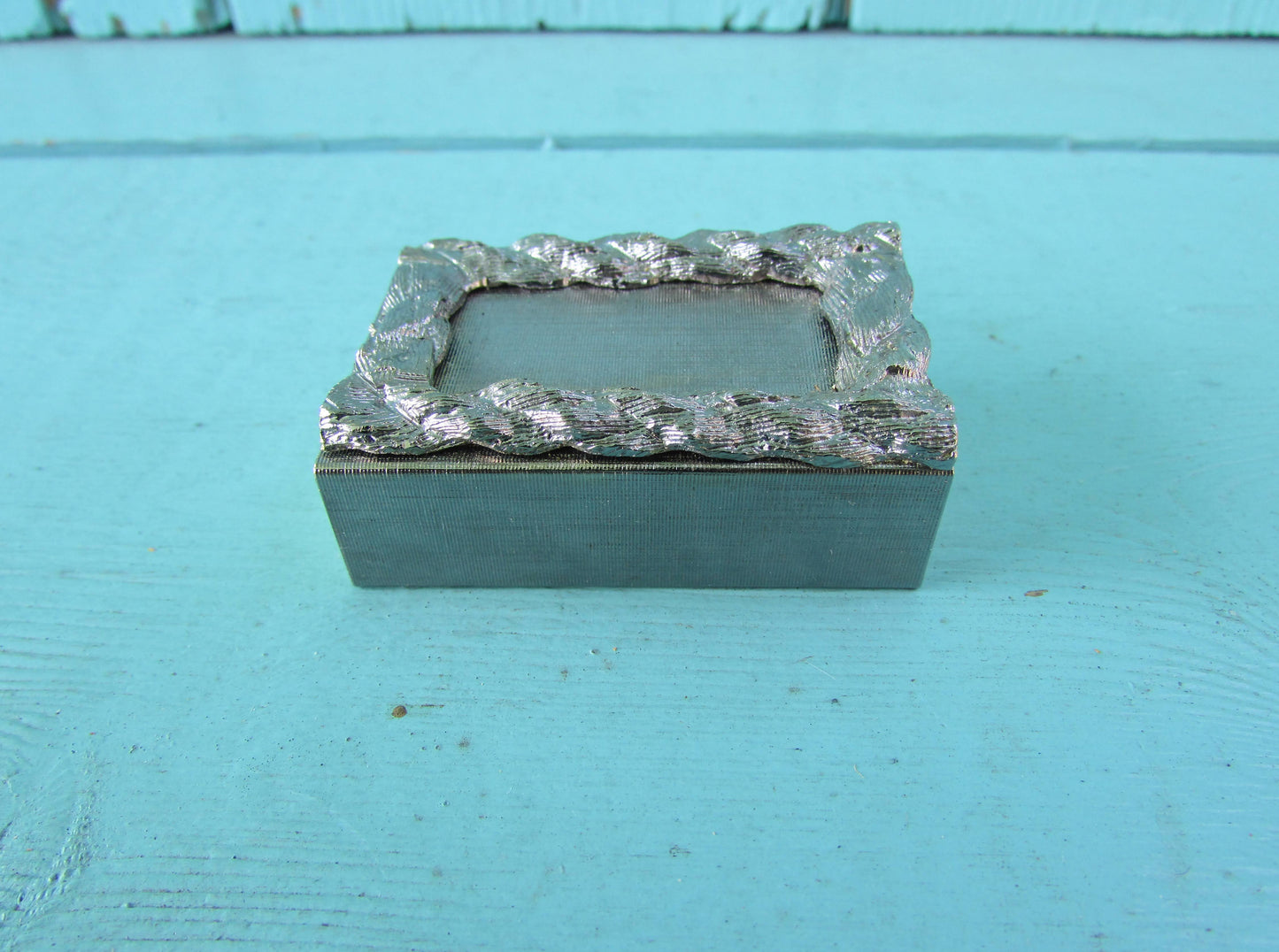 Vintage glass & silver-tone miniature ashtray, and matchbox holder