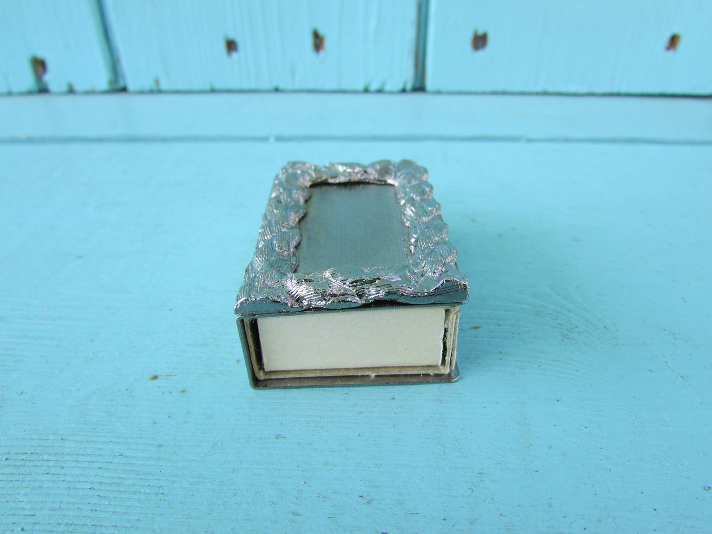 Vintage glass & silver-tone miniature ashtray, and matchbox holder