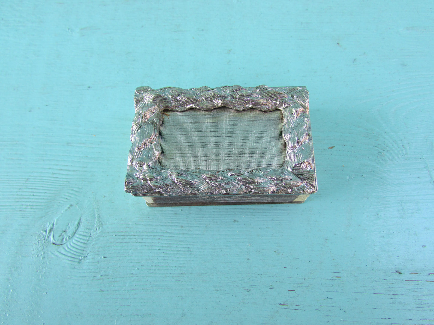 Vintage glass & silver-tone miniature ashtray, and matchbox holder