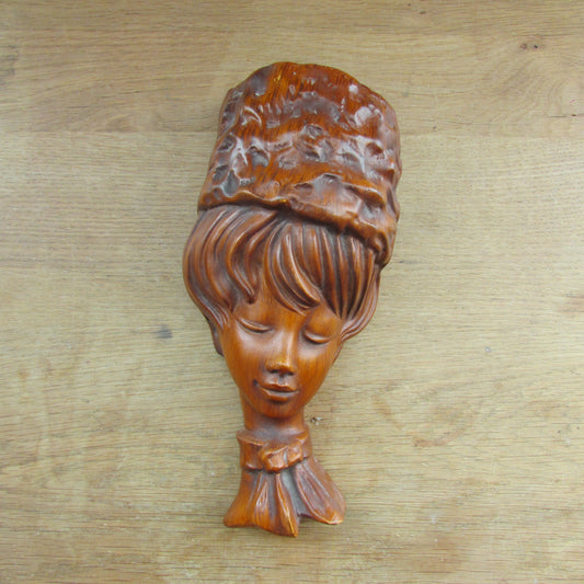 Mid-century RS 3722 girl in hat ceramic wall mask/plaque, made in Western Germany