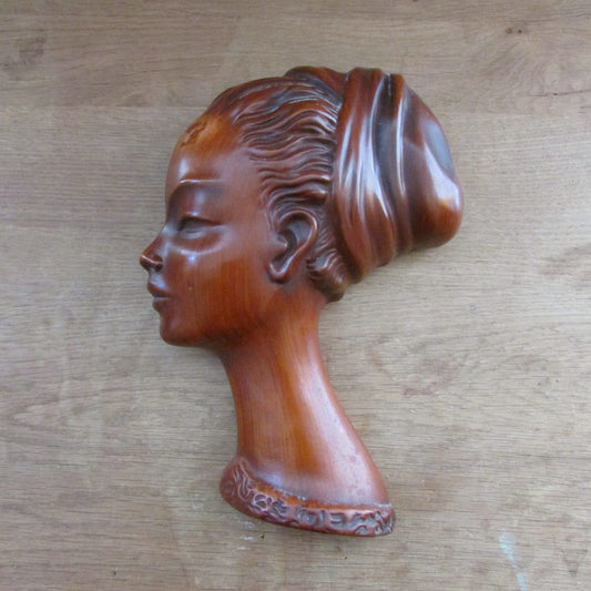 Mid-century RS Cortendorf 3703 girl in headscarf ceramic wall mask/plaque, made in Western Germany
