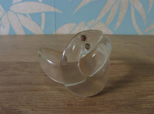 Vintage clear chunky lucite snake bangle with rhinestone eyes