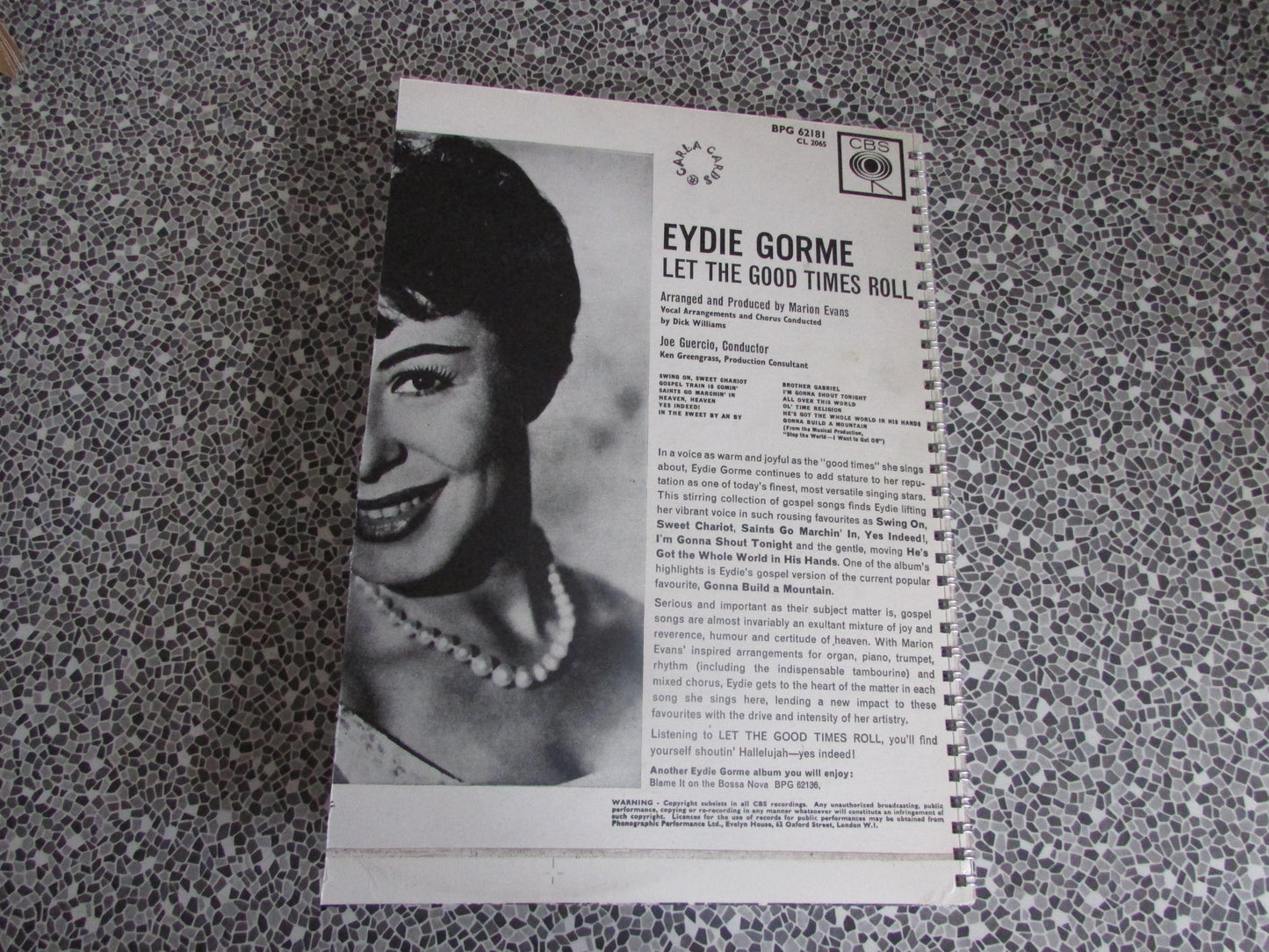 Home-made A4 wire bound sketchbook using 130gsm Cartridge Paper, Eydie Gorme