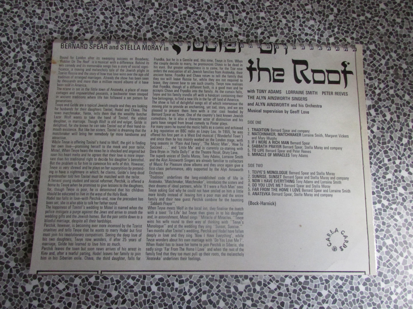 Home-made A4 wire bound sketchbook using 130gsm Cartridge Paper, Fiddler on The Roof