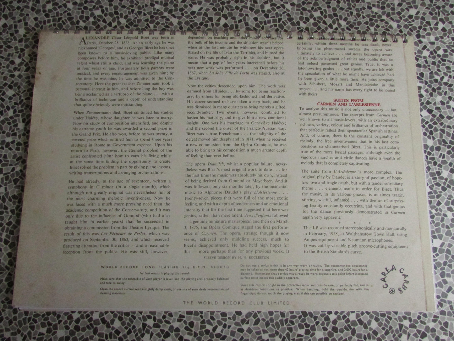 Home-made A4 wire bound sketchbook using 170gsm Acid Free Cartridge Paper, Carmen/L'Arlesienne