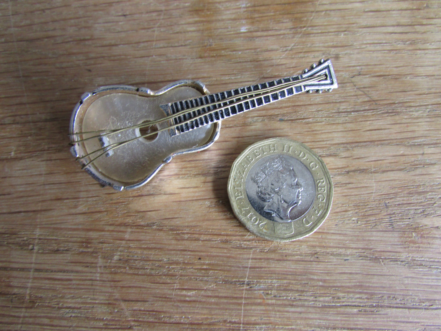 Vintage MOP & silver-tone Toledo guitar brooch