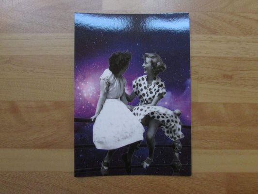 Home-made A Hull New Perspective digital collage postcard: "Space Ladies"
