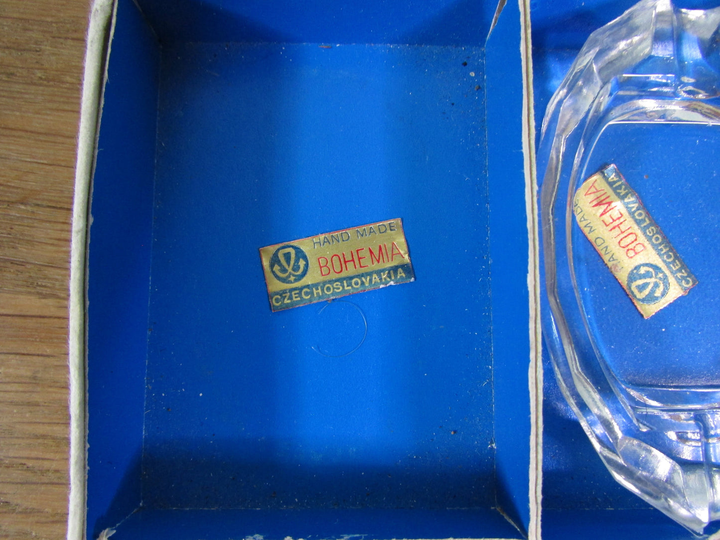 Set of four mid century Bohemia Czechoslovakia mini glass ashtrays