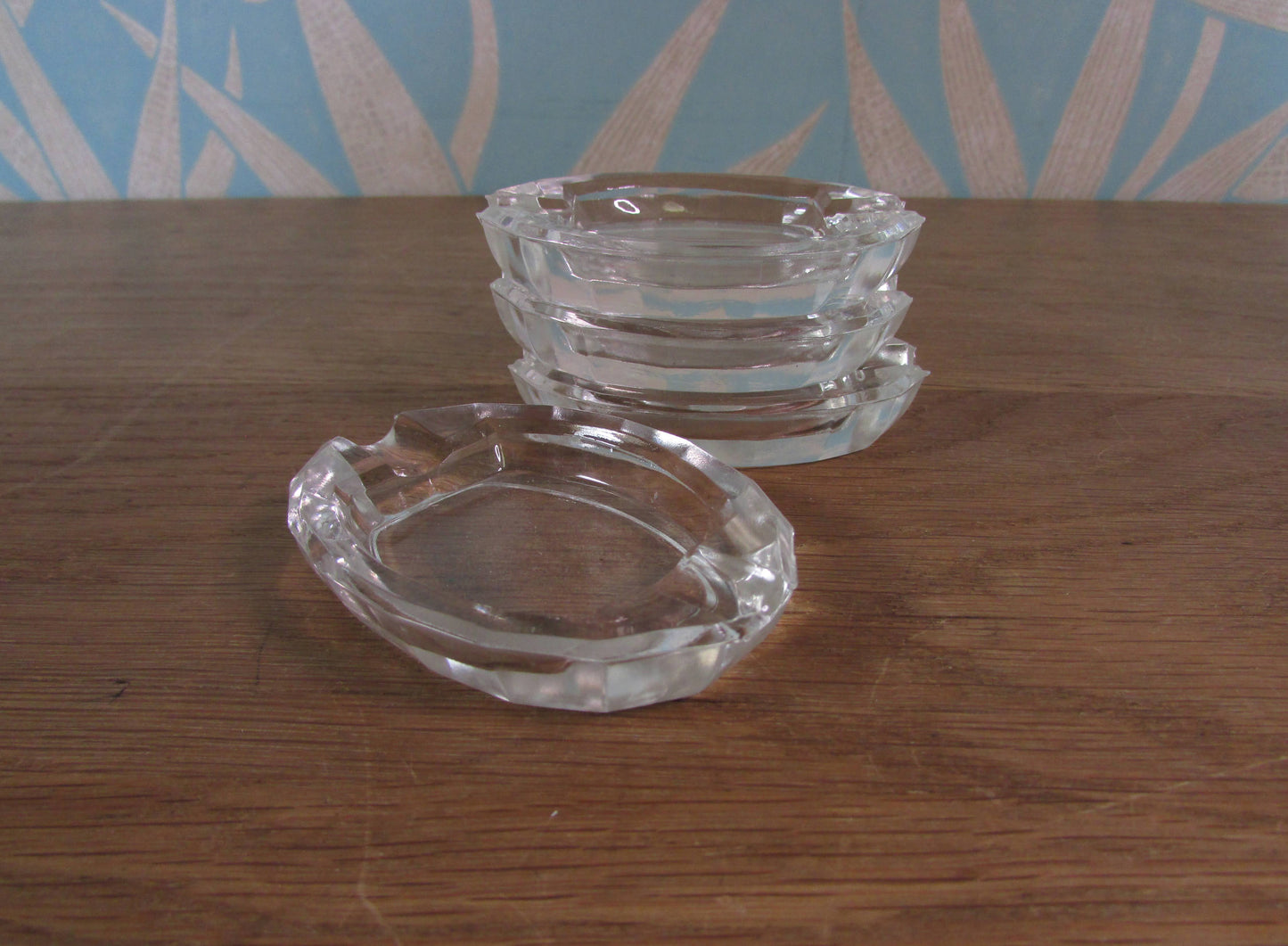 Set of four mid century Bohemia Czechoslovakia mini glass ashtrays