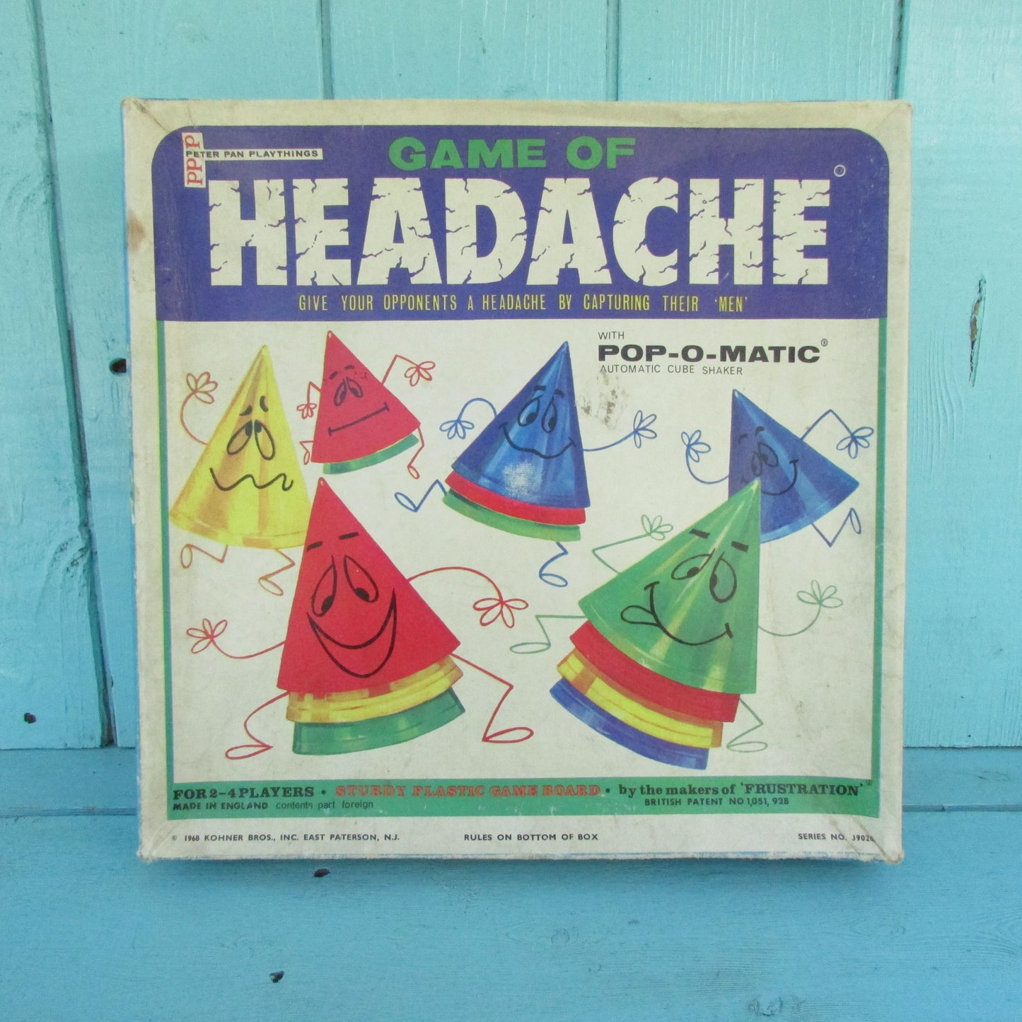 1968 PPP Game of Headache board game with Pop-o-Matic dice shaker