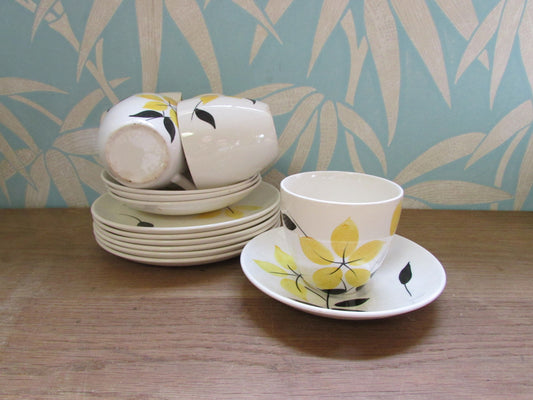 Rare vintage Royal Tudorware Barker Bros yellow flower motif teaset