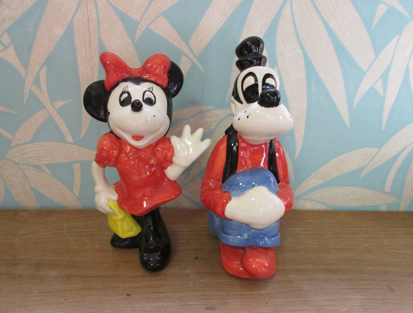 Staffordshire England ceramic Minnie Mouse, & Goofy figurines