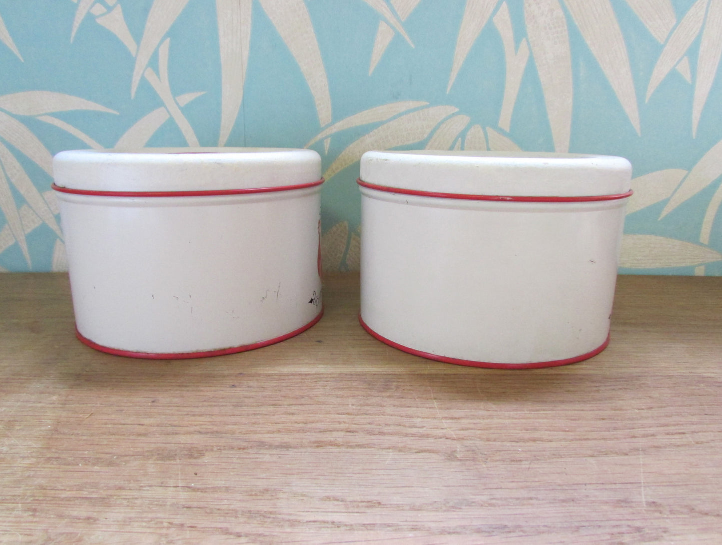 Pair of circa. 1940s Decoware USA cockerel cake tins